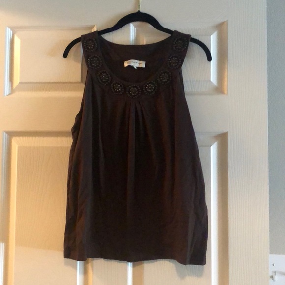 Jones New York Tops - Brown Beaded neck sleeveless top